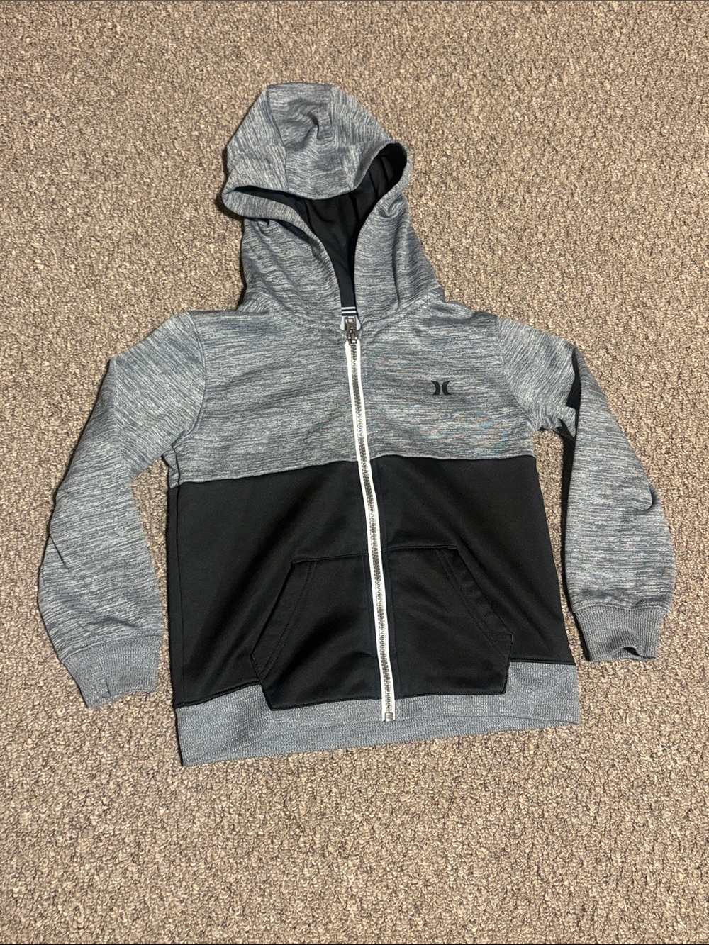 Hurley Kids Gray and Black Full-Zip Hoodie